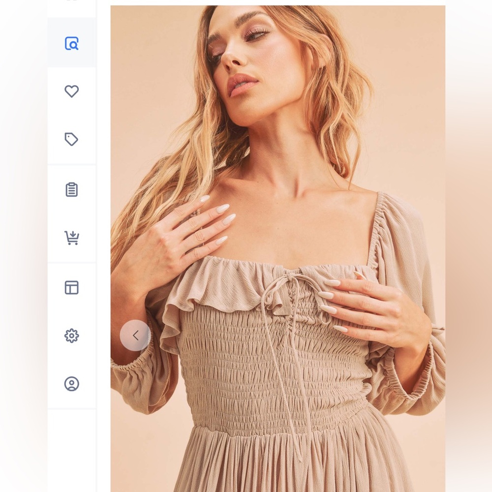 Aemi & Co Midi Dress Boho Romantic Beige- Large View 2